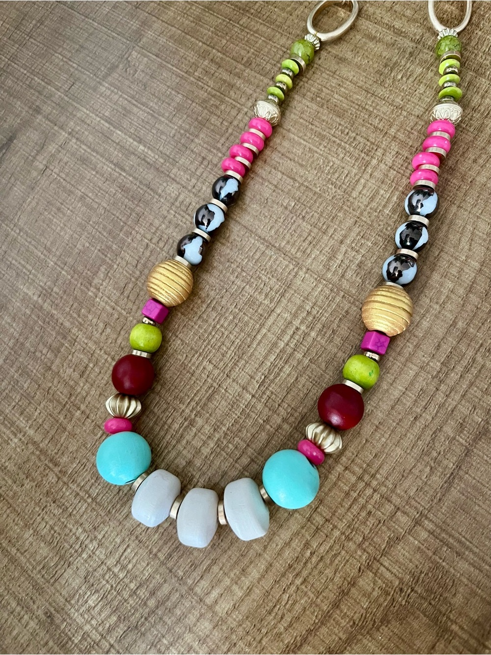 Plunder Multicolor Beaded Necklace - Pink, Turquoise, Lime & Red - Picture 6 of 6